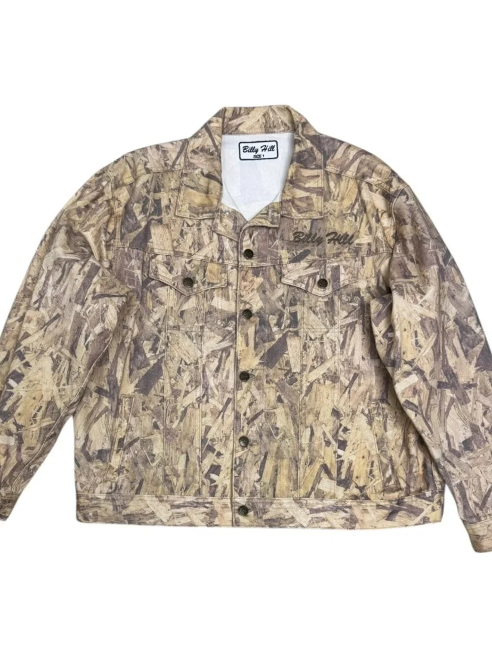 RARE BILLY HILL Wood CAMO Denim 2-Piece Streetwear Limited Jacket & Jeans - L